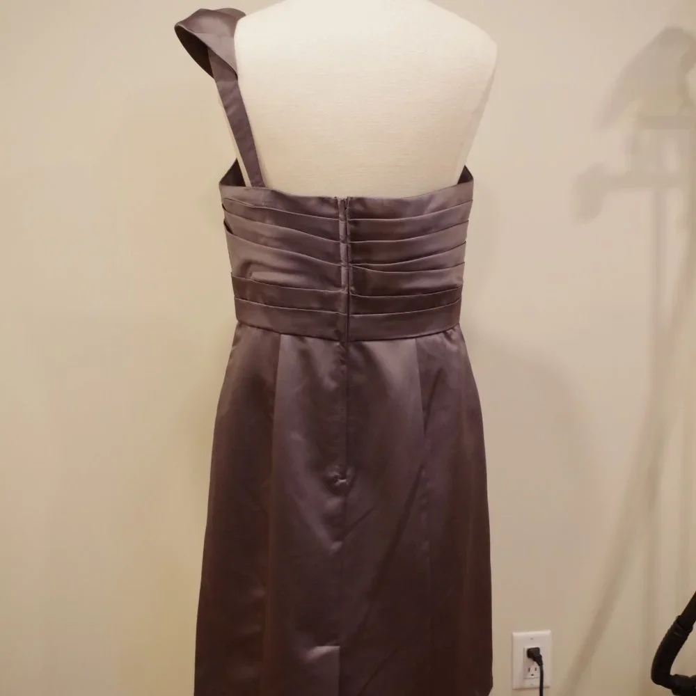 Alfred Angelo 1 Shoulder Charcoal Satin  Dress NEW- Sz. 12 - Picture 7 of 13